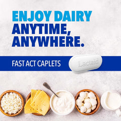 Lactaid Fast Act Caplets for Lactose Intolerance, Caplets that Help Prevent Against Gas, Bloating, and Diarrhea, Lactase Enzyme Supplements, 96 Ct