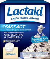 Lactaid Fast Act Chewables that Helps Prevent Gas, Bloating, and Diarrhea Due to Lactose Intolerance, Digestive Enzyme Tablets for Kids and Adults, Vanilla Twist Flavor, 60 Ct